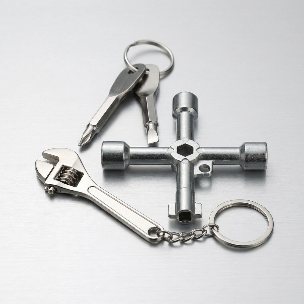 TEMU Ensemble d'outils mini multifonctionnel 4 pièces - Clé multifonctionnelle - Tournevis triangulaire portable, à tête plate et à tête cruciforme