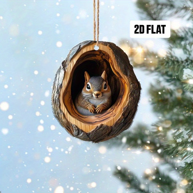 

2d Wooden Squirrel Hanging Ornament - Car Mirror & , Ideal Gift For Squirrel Enthusiasts, Wooden Ornament, Squirrel Enthusiasts, Christmas Decoration