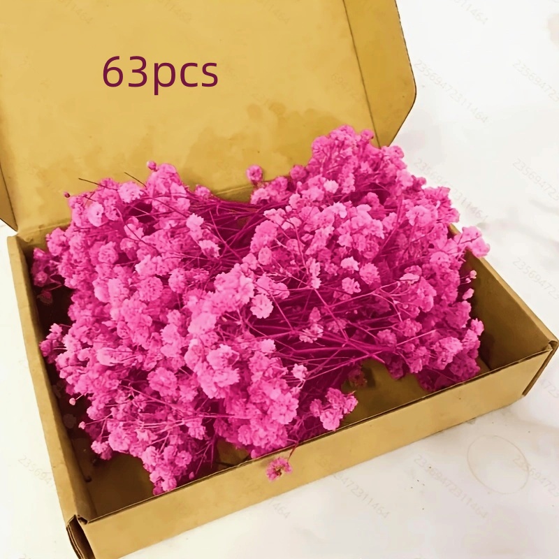 TEMU 63-stem Rose Red Artificial Gypsophila Bouquet | Suitable For Crafts, Wedding Decorations, Bohemian-style Invitations, Resin Candle Making, And