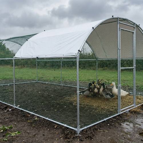 3X6 Small Animal Enclosure & Cage for Chickens, Galvanized Metal Frame And Plastic PE Connectors, Pets with a Sunshade a Secure Lockable Entrance, Suitable for Chickens, Rabbits, Without Battery
