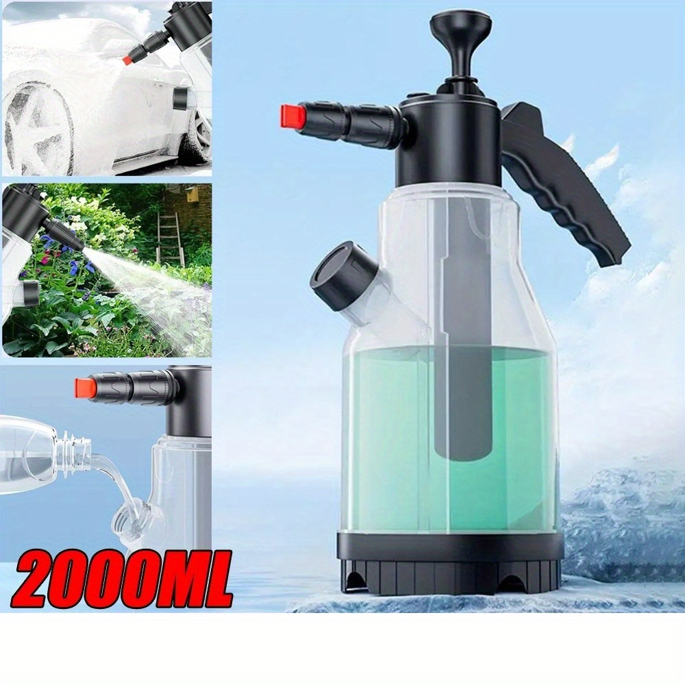2l Foam Sprayer Car Wash Sprayer With Side Opening -slip Handle Fan-shaped/ Round Nozzle
