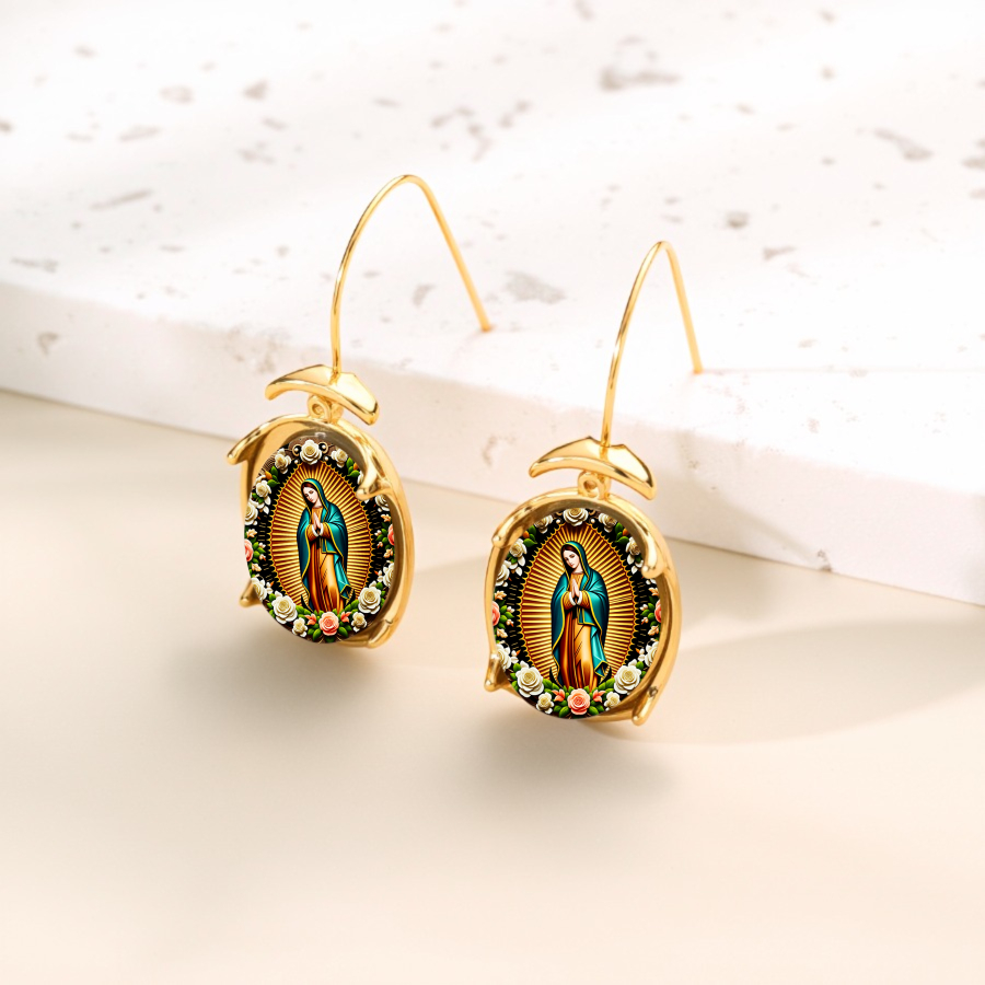 TEMU Unique Earrings Featuring A , Perfect For Religious Occasions And Everyday Wear. Floral Fashion Additions For Christmas, Valentine's Day, And