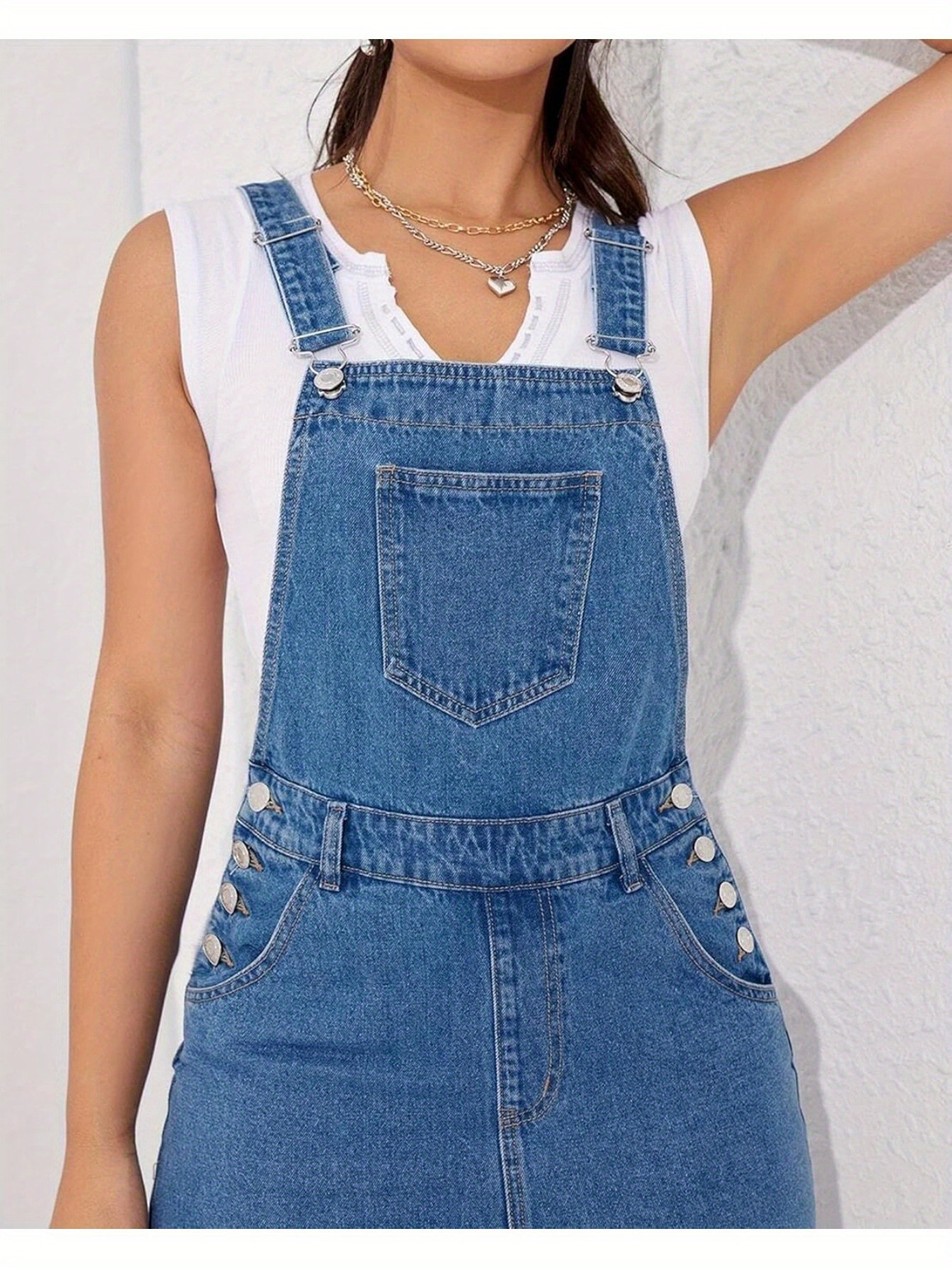 vestidos clásicos mujer tirantes ajustables delantal denim Temu