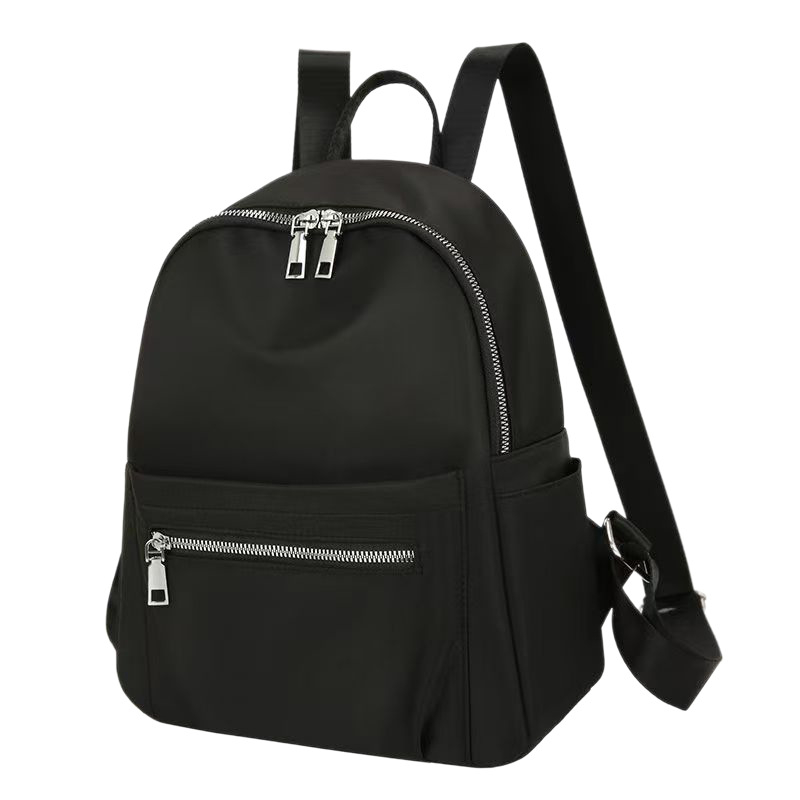 TEMU Small Black Nylon Backpack For Women, Lightweight Mini Casual Daypack, Multi- Travel Bag With Adjustable Straps, Compact Daily Bag For Shopping,