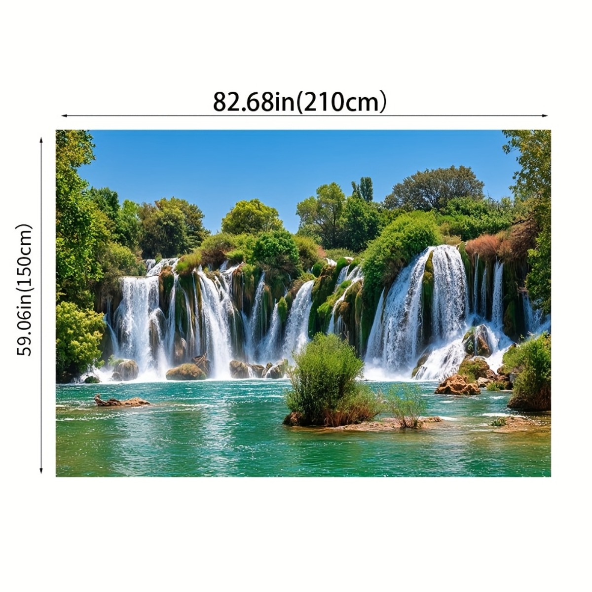 1pz carta da   realistica con   -   scenografia di   turchese verde & blu con vegetazione - sfondo monofacciale adesivo per feste, matrimoni, studio fotografico -   (senza elettricità)
