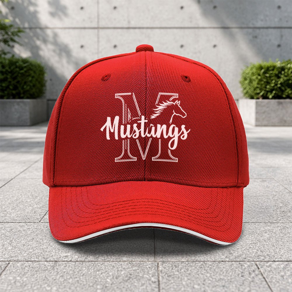 TEMU 1pc Wild Horses Mustangs Adjustable Sandwich Baseball Cap - Trendy Printed Craft - Suitable For Outdoor Sports And Camping Enthusiasts - Popular