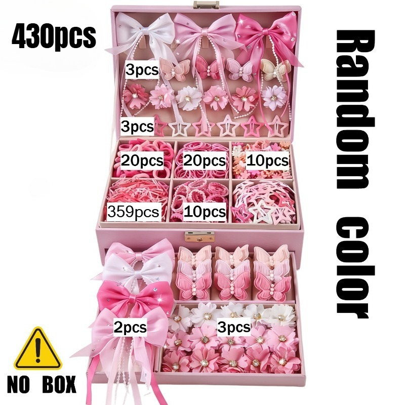 TEMU 430pcs Hair Accessories Set, Bow Hair Clips With Elastic Hair Ties, Ponytail Clips & Bangs Clips, Fashionable Hair Accessories For Everyday