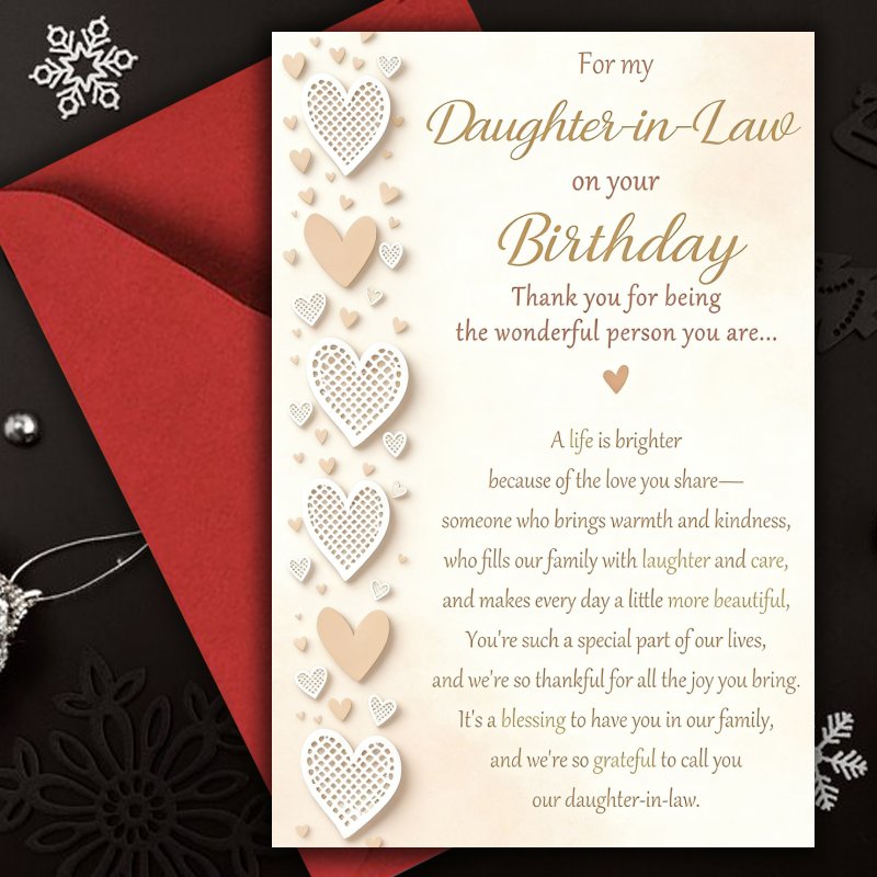 TEMU 1pc Funny Birthday Card With Envelope | Ideal For Any Occasion, Random Envelope Color, Birthday Greeting Card For Daughter-in-law