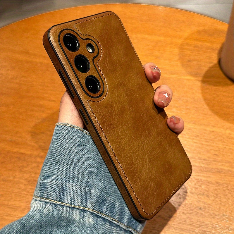 TEMU Phone Case - Business Slim Faux Leather-textured Full-cover Phone Case, Compatible With Galaxy S25 Ultra/s24 Ultra/s23 Ultra/s25 Plus/s25