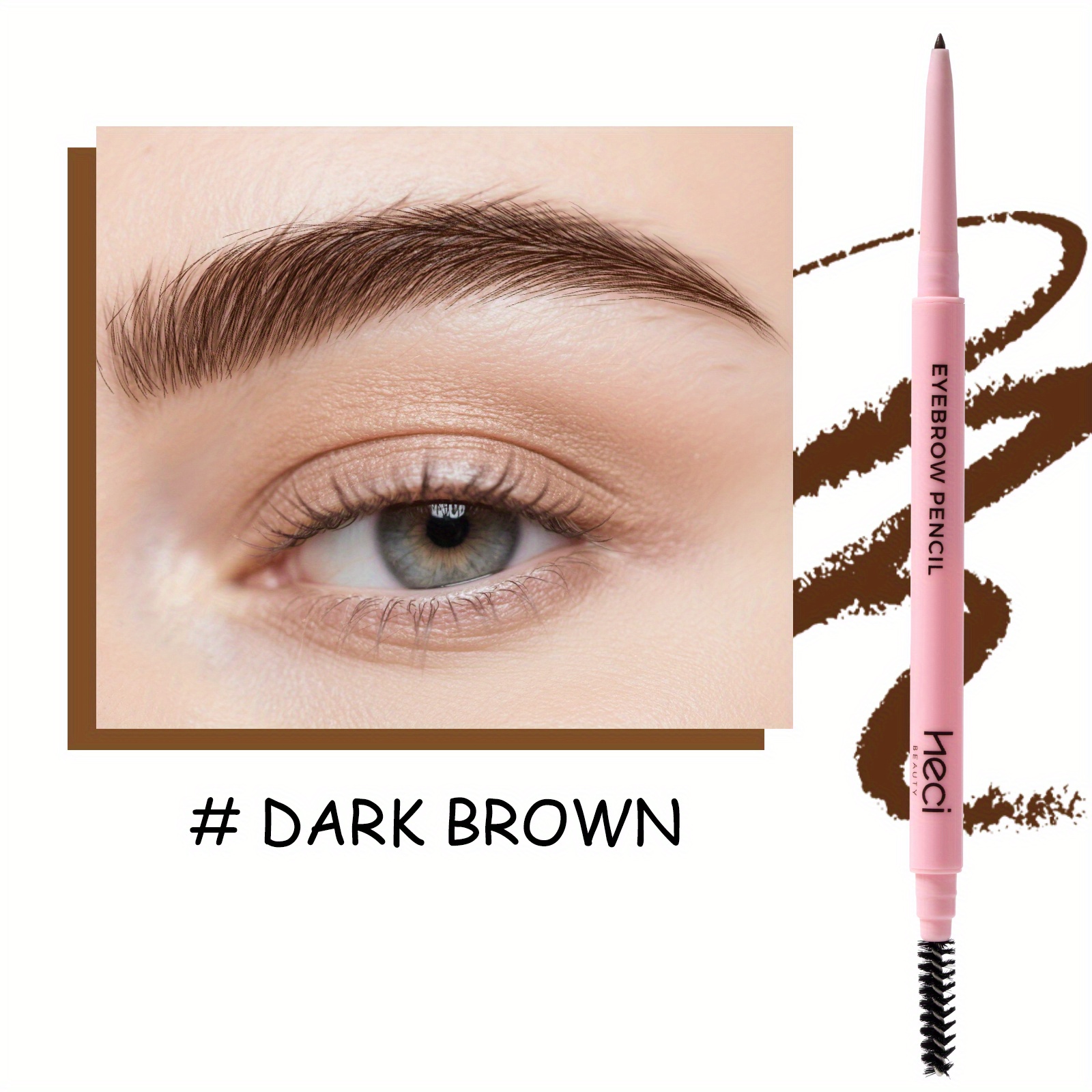 Image of Waterproof Eyebrow Pencil - Dual-ended With Brush, Long-lasting Formula Suitable For Novices, Soft For Skin Types | Natural Brow Stylizing Pen, Wild Eyebrow Pencil