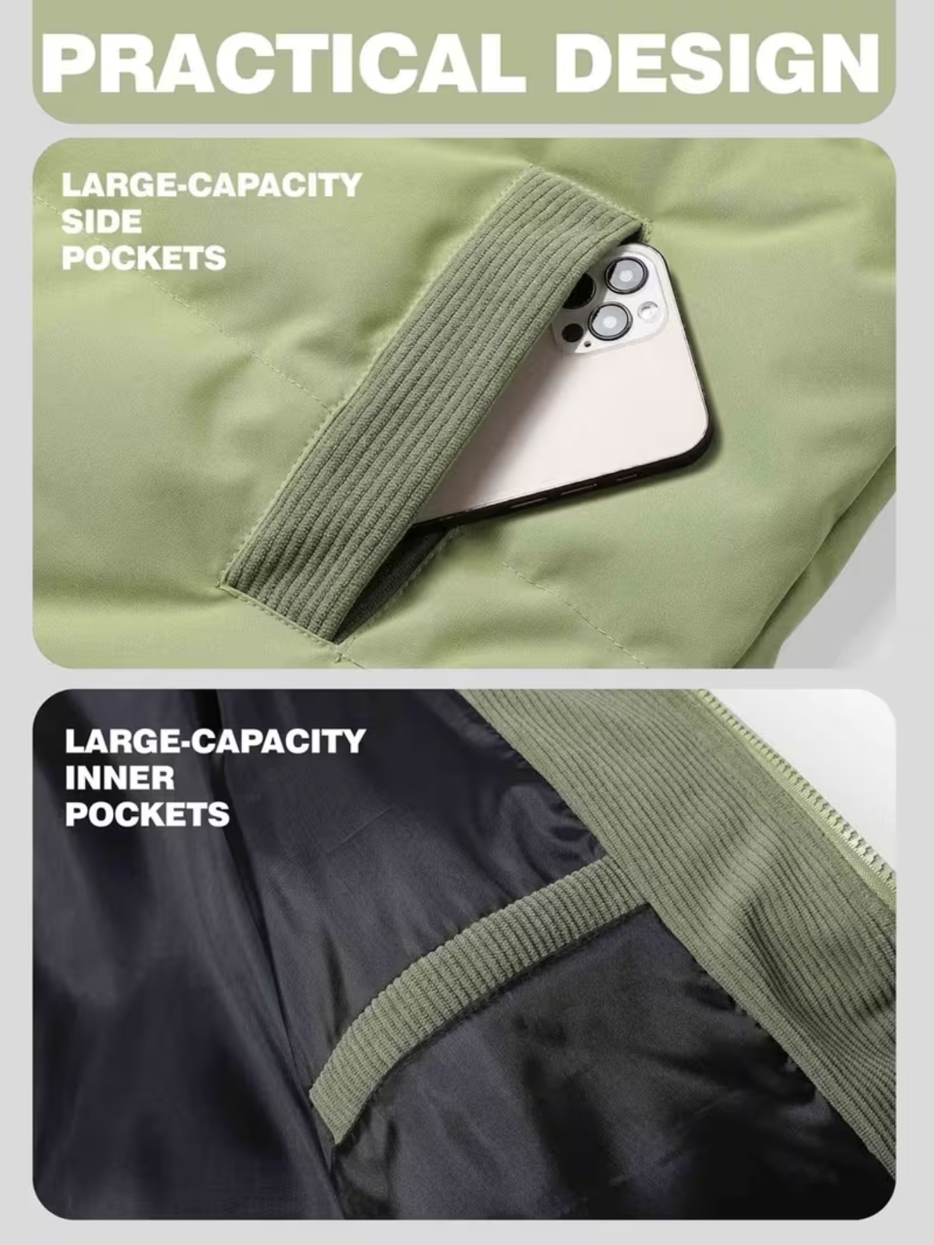 Corduroy Patchwork Hooded Padded, a Winter Thickened Warm Color... product image 6