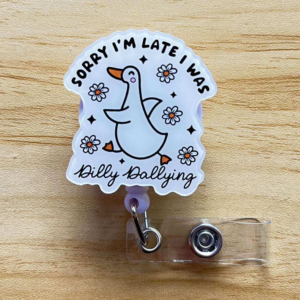 TEMU 1pc 2d Flat Retractable Id Card Holder Reel Cute Design, Nurse Hospital Holder, Office Lanyard, Acrylic Material, Iron Chain,, Christmas Gift