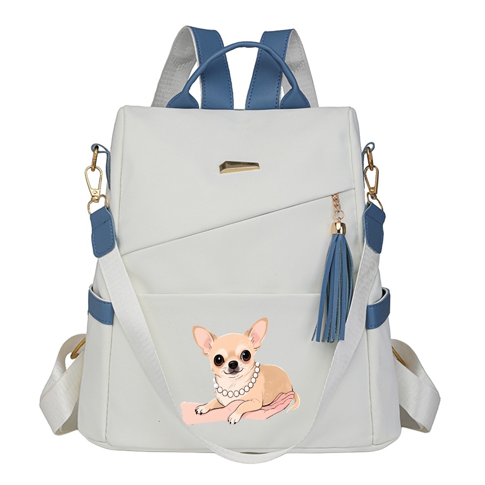 TEMU Women's Chihuahua Print Anti-theft Backpack With - Lightweight Travel Bag, Adjustable Shoulder Straps & Zipper Closure Suitable For, Commuting,