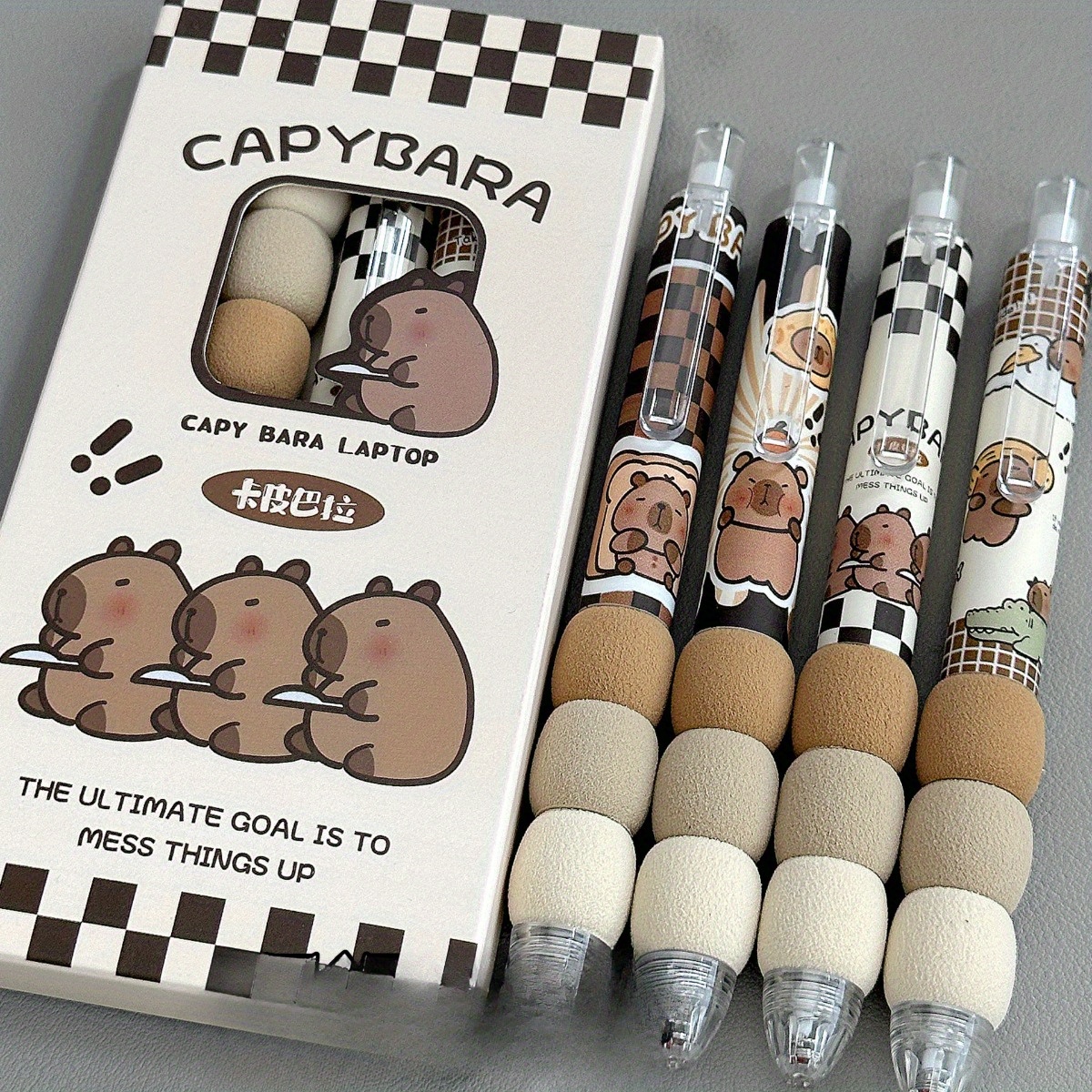 4pcs Capybara Gel Pens With , 0.5mm Fine Point, Black Ink, Perfect For School, Office Stationery Supplies - Durable Plastic Material