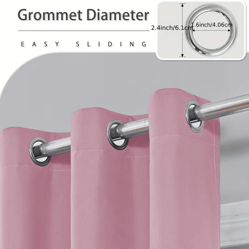 два штора-теплоизолятора, 100% светонепроницаемые, шумопоглощающие, солнцезащитные шторы, затемняющие комнату, из однотонного полиэстера с подкладкой с покрытием, легкие, с верхним отверстием для подвешивания, в современном романтическом минималистичном стиле Детали 12