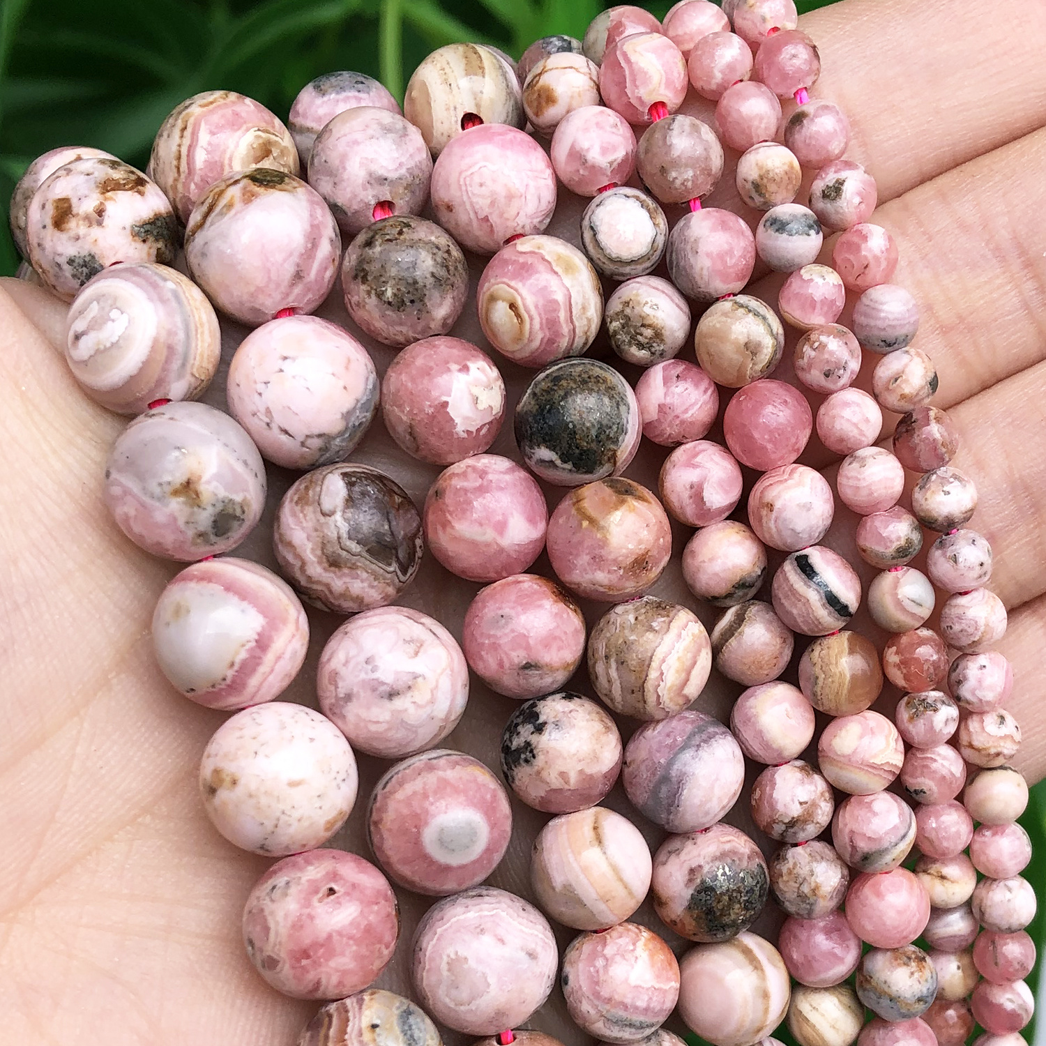 4/6/8mm Aaa Grade Natural Argentina Rhodochrosite Round Loose Spacer Beads For Making, Necklace And Bracelet Accessories