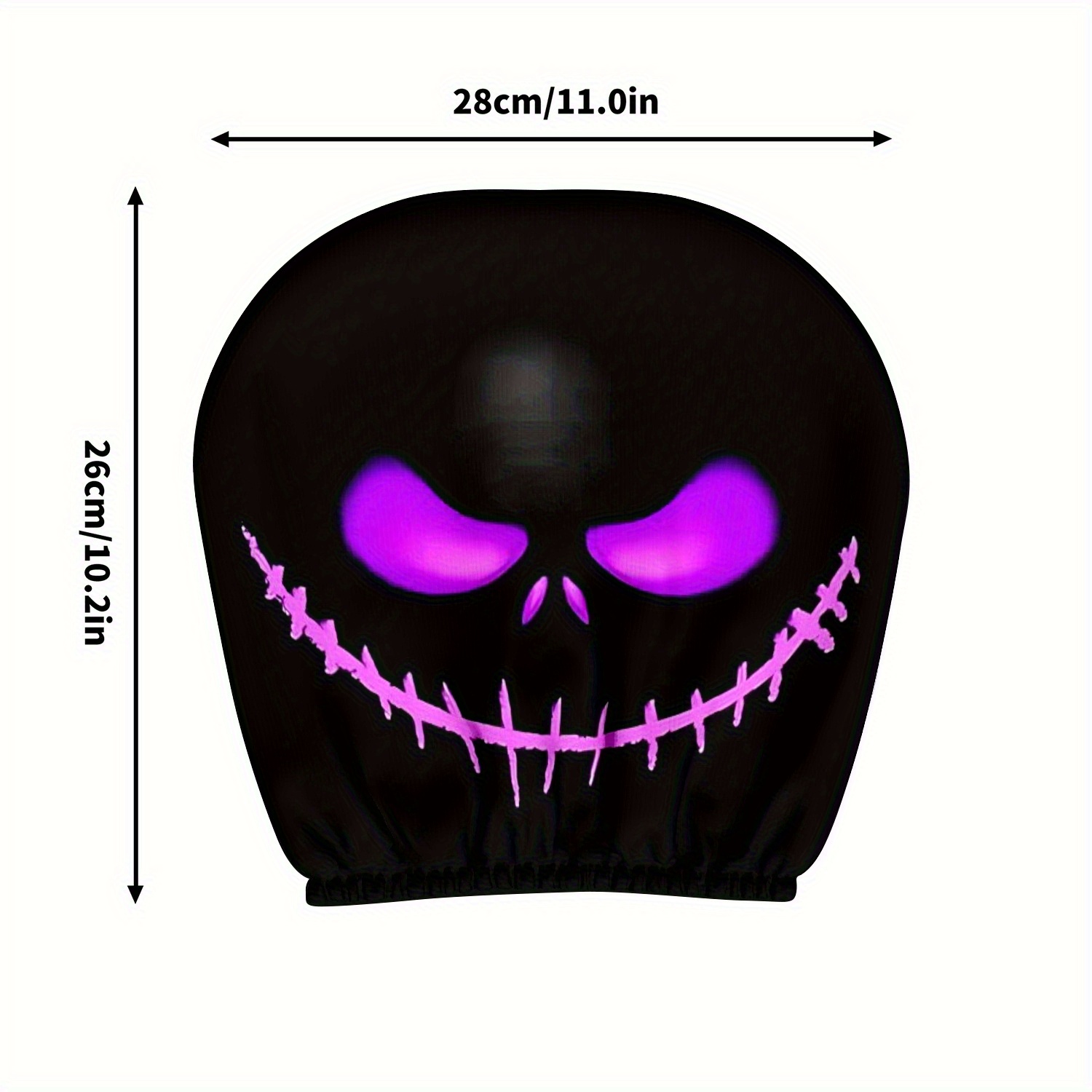 TEMU 2pcs Headrest Covers - Fit For Cars & Trucks, Durable Polyester Seat Cushion Protectors With Jack-o'-lantern Design, Halloween Car Decor Accessories, Halloween Car Accessories, Design, Feature