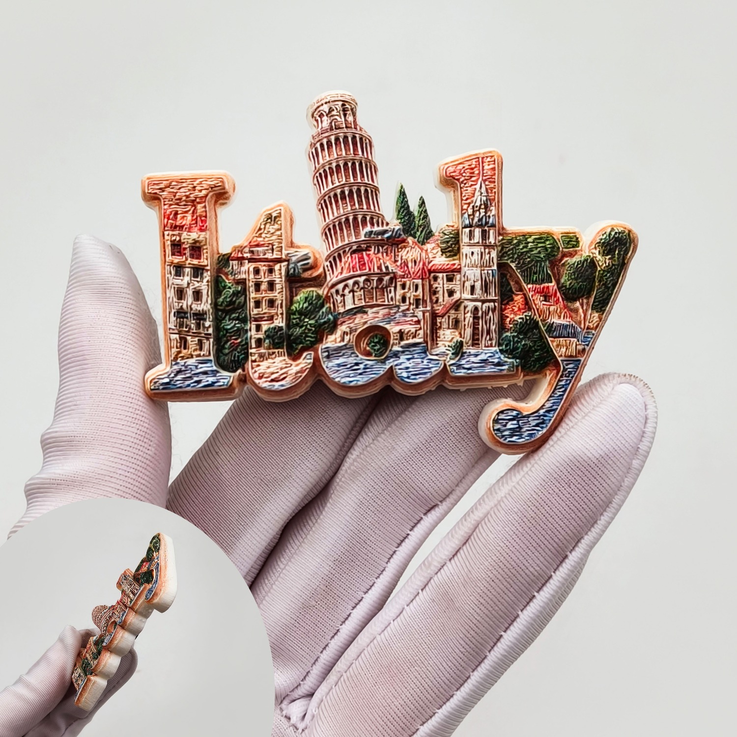 TEMU 1pc Italian Miniature Site, Green Leaves Tower Refrigerator Magnet, Embossed Resin Craft High-end Exquisite Refrigerator Magnet, Creative