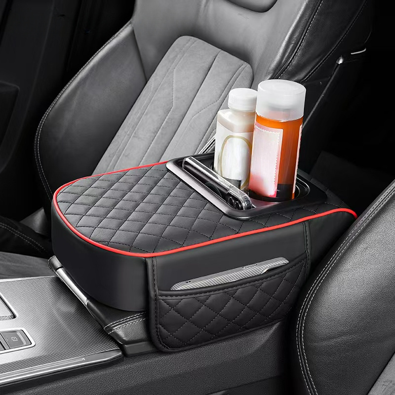 

Geilivity Car Armrest Heightening Pad And Cup , Pu Auto , Universal Fit For & Organization