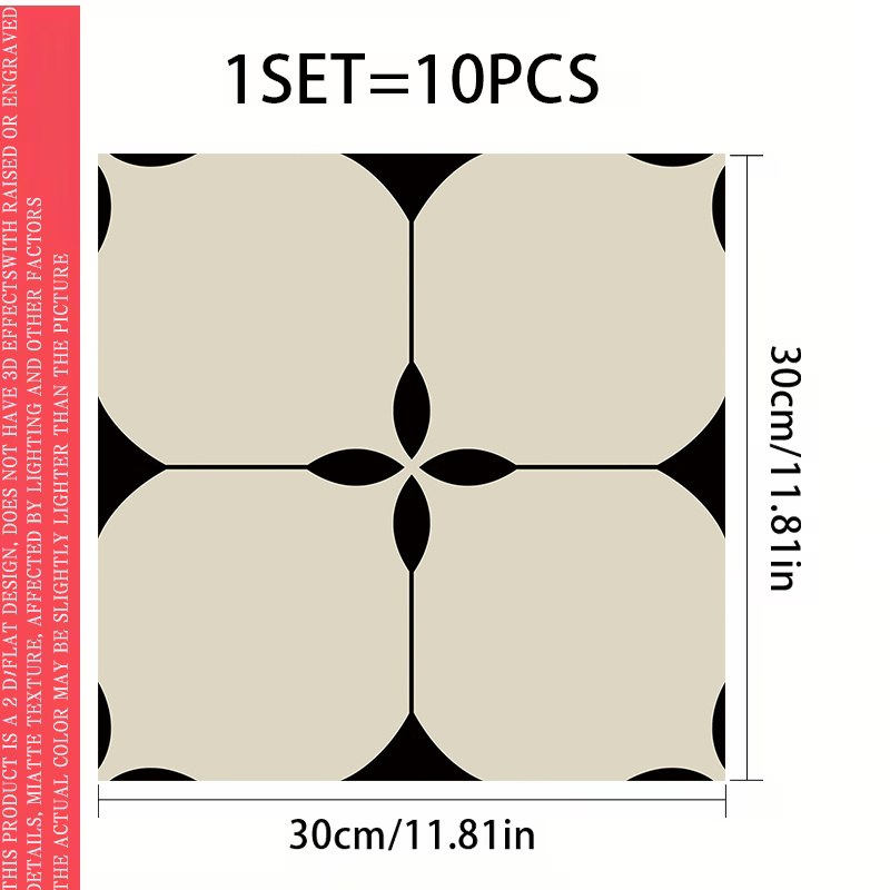 TEMU 10pcs Vinyl Floor Tiles Suitable For Home, Bedroom, Living Room & Kitchen Decor - Self-adhesive Modern Flooring Stickers, , Removable, Suitable