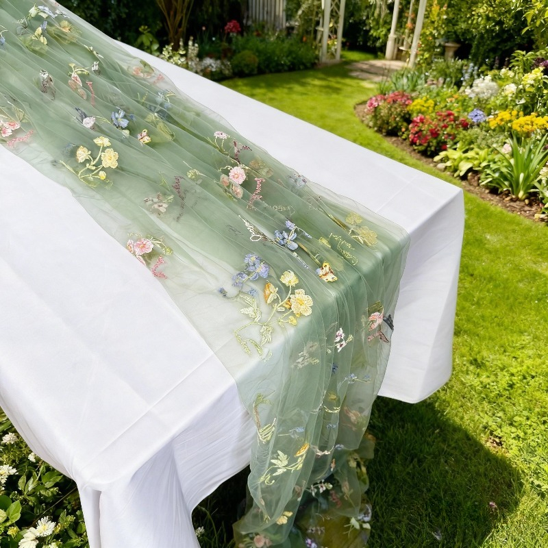 TEMU 1 pieza de mesa de malla bordada con mariposas y flores en - Elegante, adecuado para , graduaciones, despedidas de soltera, fiestas de