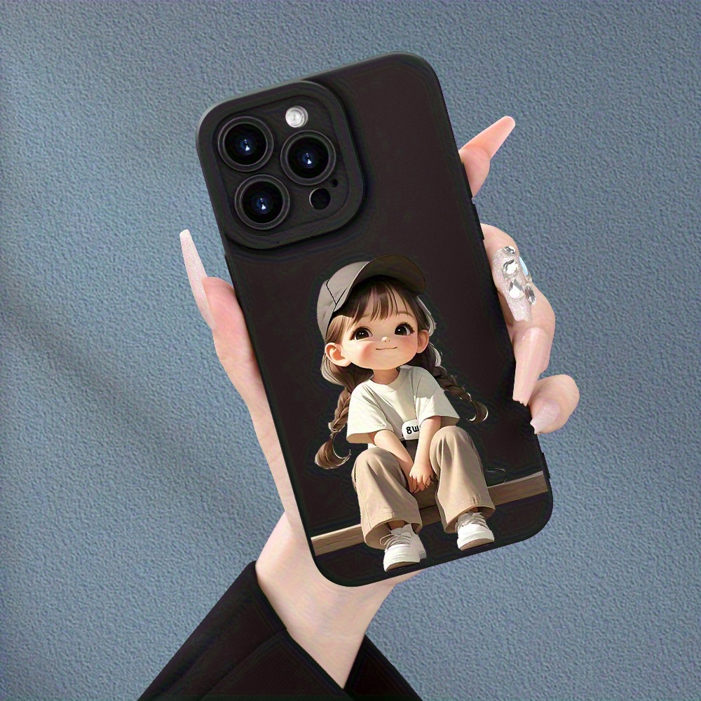 TEMU Phone Case - Cute Girl Pattern Frosted Angel Eye Soft Phone Case Suitable For Iphone X/11/12/13/14/15/16/17/air/pro/promax/plus, Providing