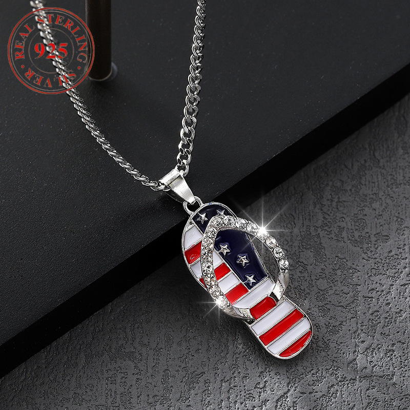 TEMU 925 Day-themed Slipper-shaped Pendant Necklace, Suitable For Men And Women To Wear On Daily And Festive Occasions, As Well As A Great Gift Option Total Weight Of The Product (6.68g)