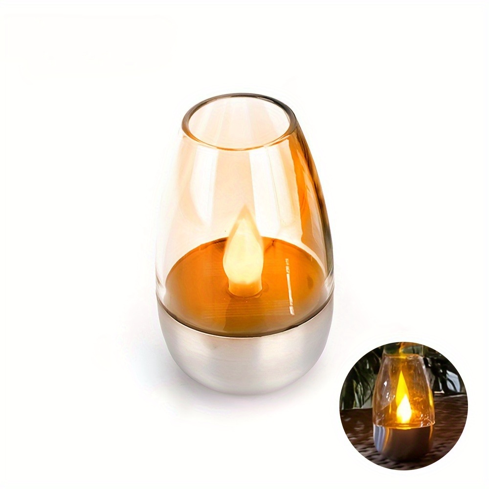 E-shop IP44 Solar Flammenlose LED Kerze - Wiederaufladbarer Akku, Polierte Metalloberfläche, IP44 Robustes Kunststoff- und Edelstahlmaterial, Geeignet
