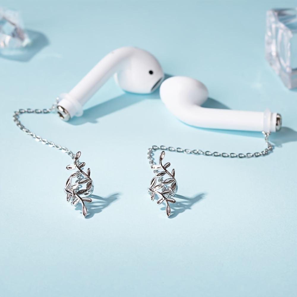 Image of 1 Pair Of Airpod Bluetooth Ear Hooks, Anti-lost, New Stylish Design, Suitable For Men And Women, Hollow Leaf-shaped Ear Hooks