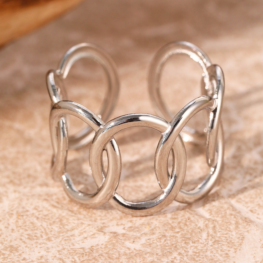 1pc Woven Loop Hollow-out Stainless Steel | Material, Non-fading| Trendy Women' Styling& Statement Piece| Minimalist Versatile Band