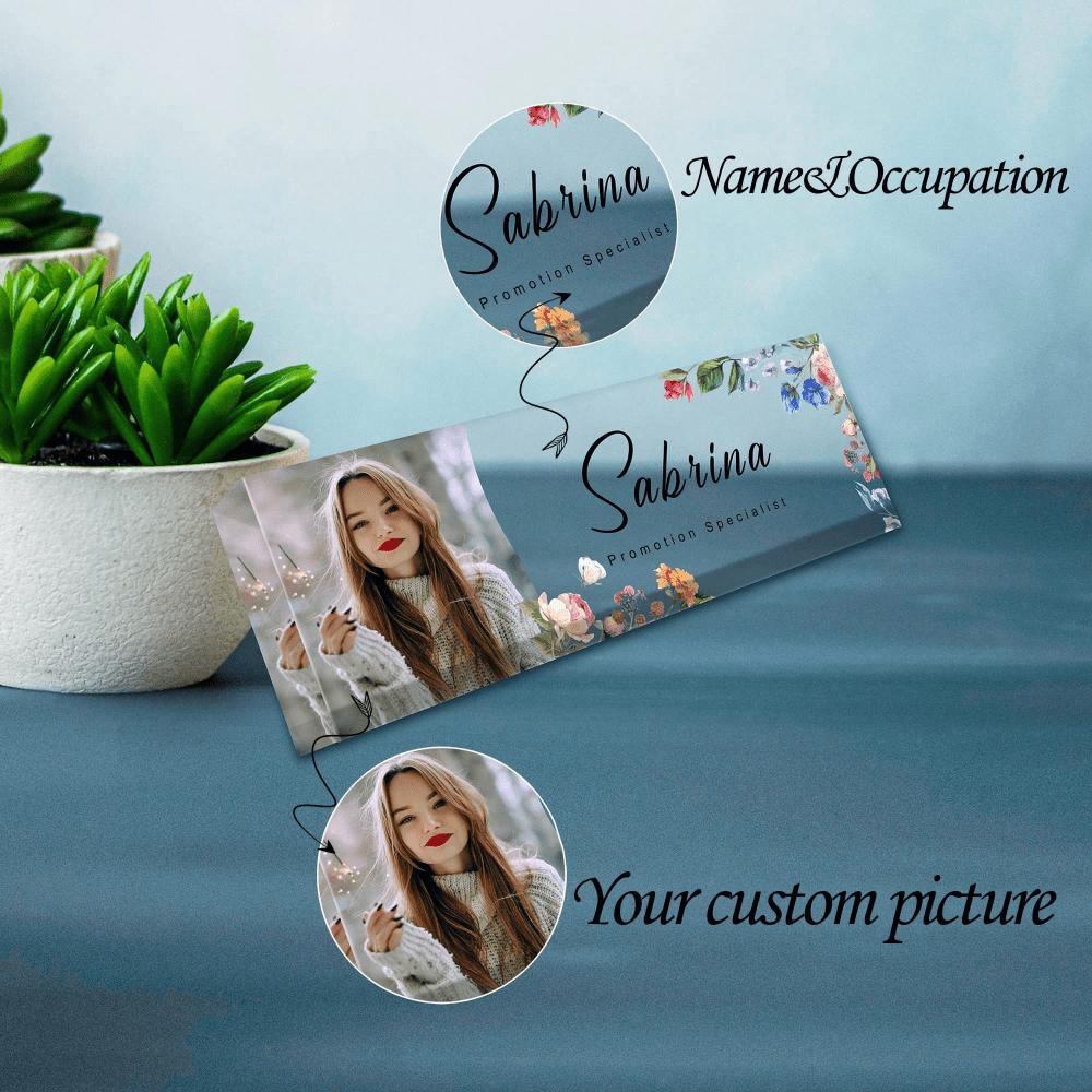 E-shop [2D Flat] . Personalisiertes Foto- und Text-Aufkleber aus Acryl, individuelle Anpassung, hochwertiges Acryl-Desktop-Ornament, rechteckiges