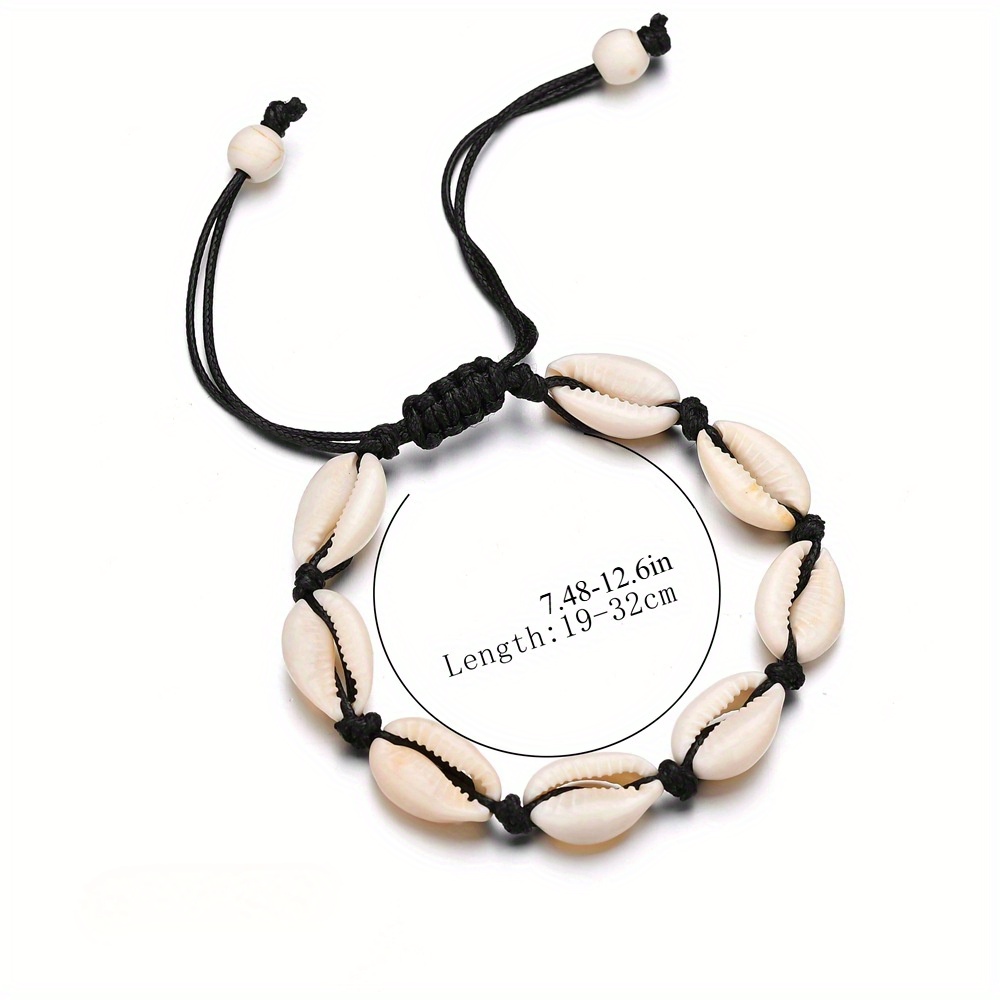 Women's Bohemian Shell & Rope Bracelet, Adjustable