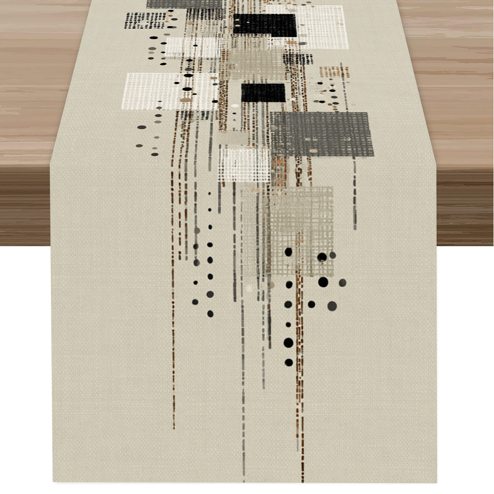 TEMU de mesa cuadrado de 1 pieza con estampado artístico, de mesa de /verano de curación natural, de mesa de estilo minimalista para toda estación,