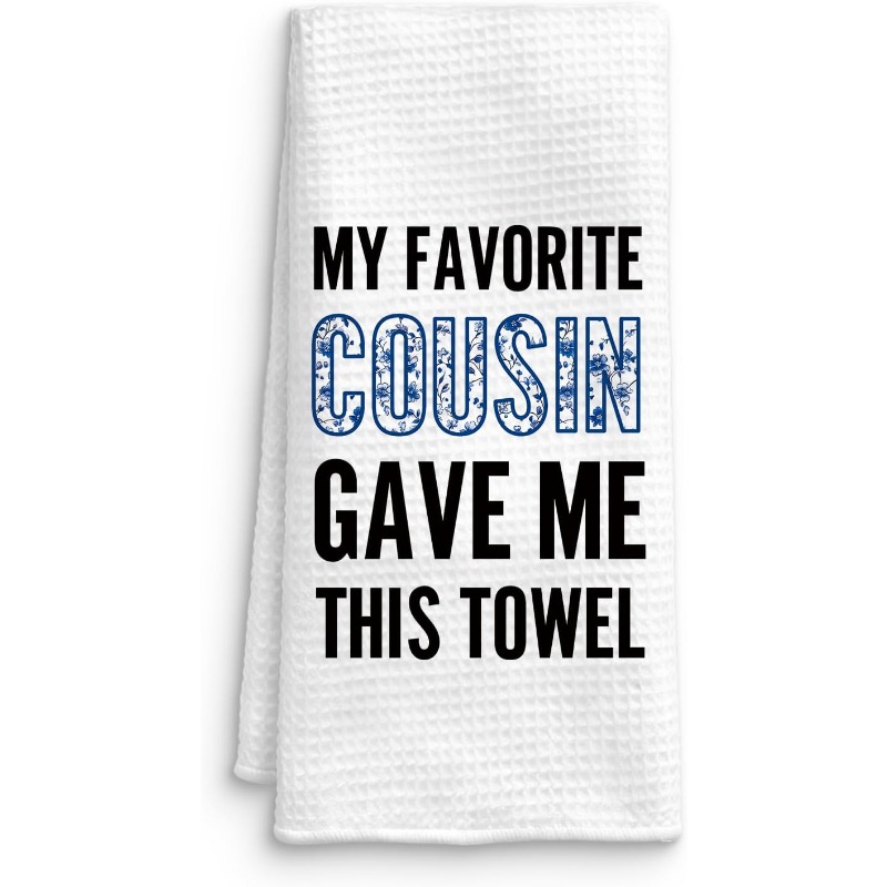 TEMU 1pc 18"x26" Cousin-themed Kitchen Towels Suitable For , Modern Cousin Gift With " Cousin" Text, Decorative Dish Tea Towels For Bathroom Decor,