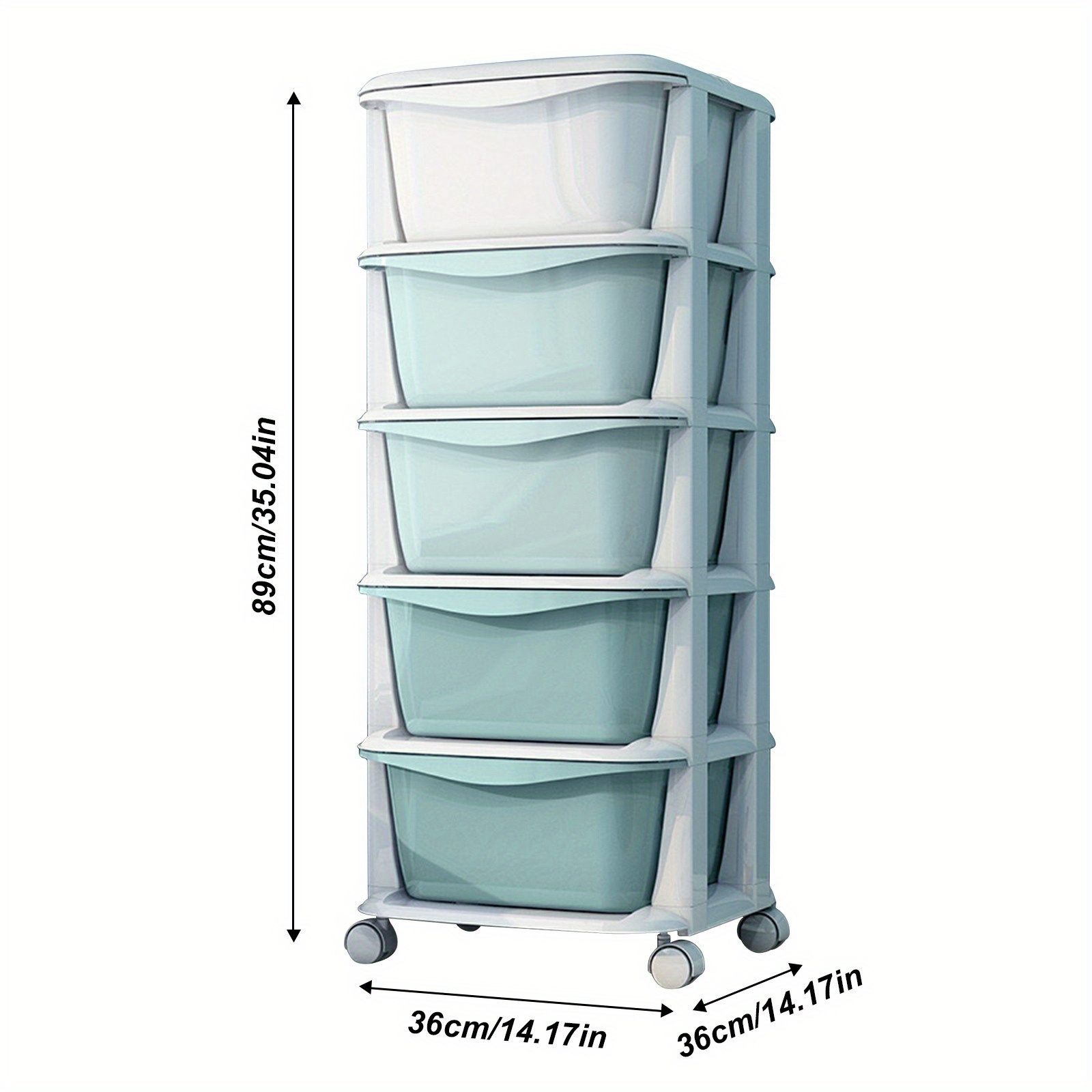 TEMU 5 Tier Gradient Mint Green Plastic Drawer Rolling Cart, Multifunctional Storage Trolley For Office Storage And Organization, Rolling Cart,