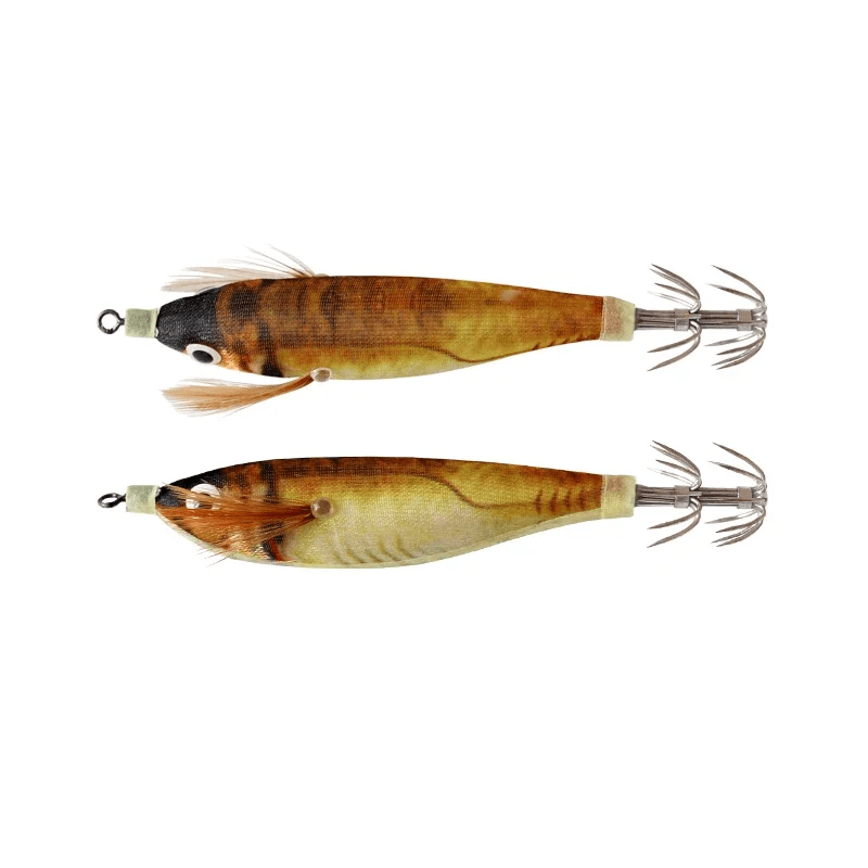 TEMU 2-pack Squid Jig Lure 10cm/3.94inch Realistic Octopus Bait Wooden Shrimp Hard Bait