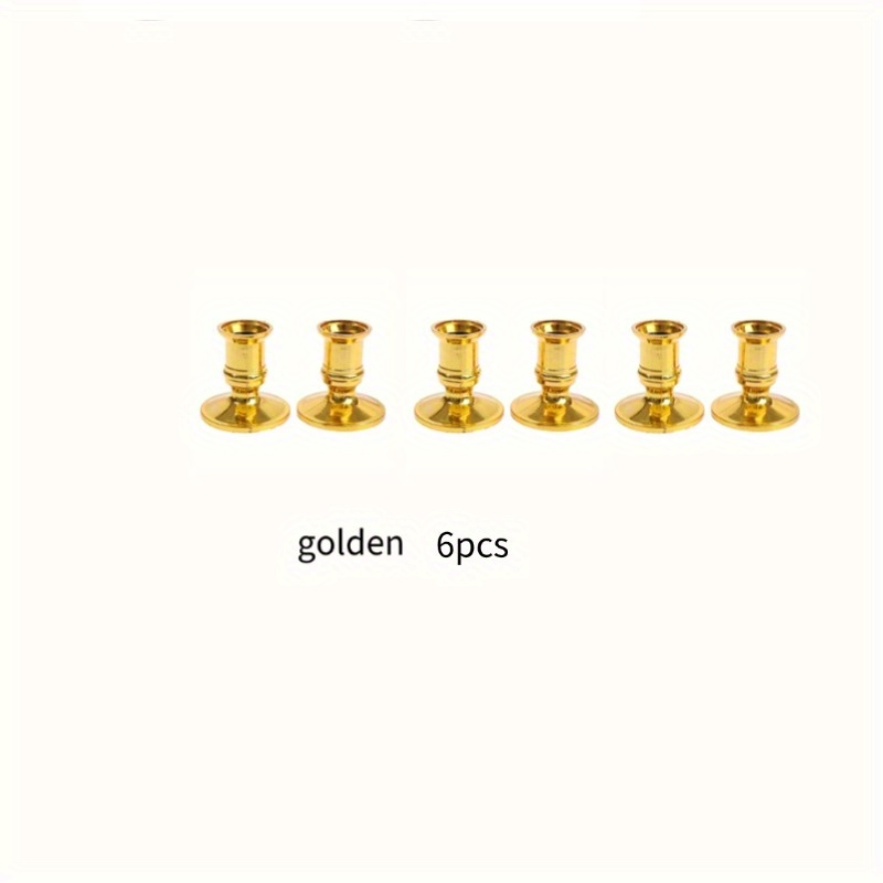 6pcs Candlestick Decoration, Plastic Candlestick Base, Home Decor, Silvery And Golden, Suitable For Simulated Candles (without Candles)