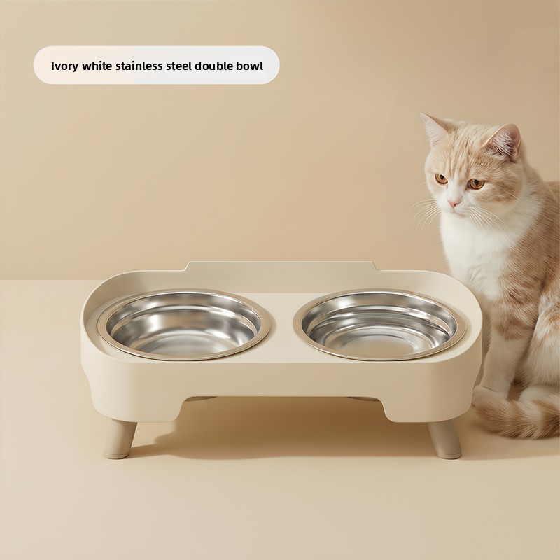 TEMU Cat And Dog Feeder Feeding To Diet Cute And Fun Water And Food Dispenser Stainless Steel Non-slip Double Bowl For Multiple Color Options