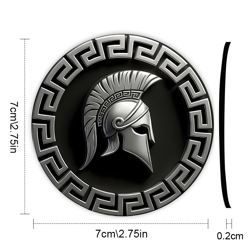 Image of 2pcs Of Spartan Warrior Helmet Printed Car Coasters, Which Are Absorbent, Non-slip, Durable, And Easy To Clean. Can Serve As Decorative Cup Holders And Drink Mats Inside The Car