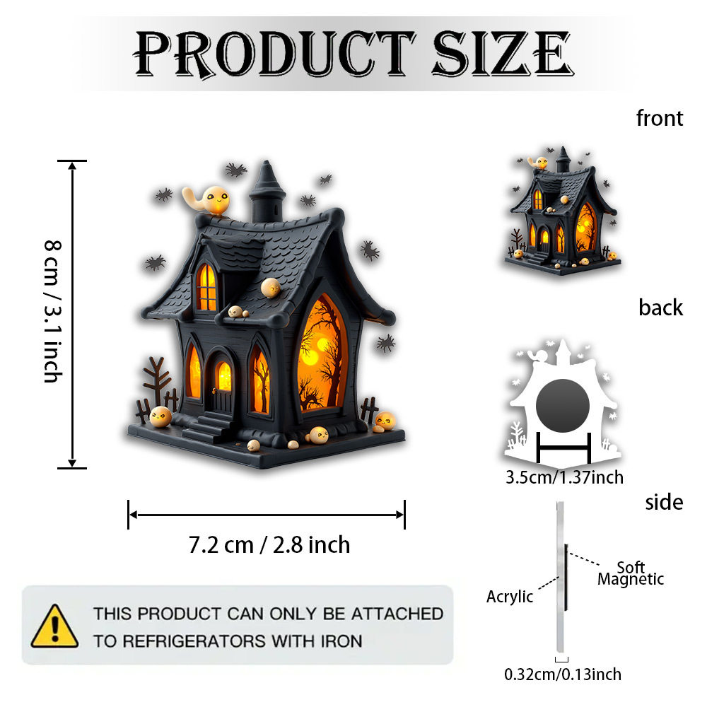 TEMU 1pc 2d Flat Acrylic Rubber Soft Magnetic Sticker, Spooky Sticker- Cartoon , And Eerie - Halloween Enthusiasts, Trick-or-, And Horror Fans, 2d
