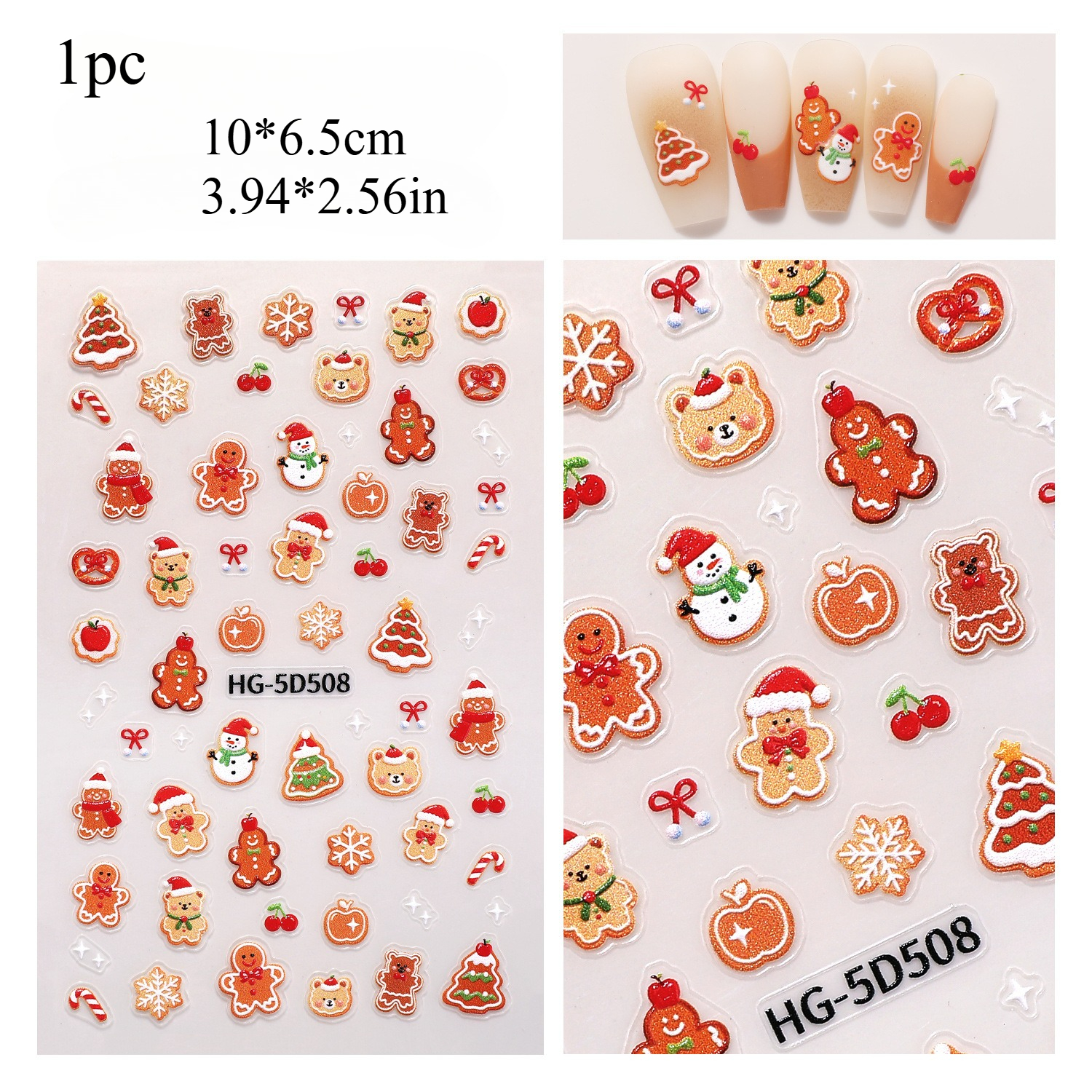 1pc Of 5d Cute Sugar For Man, Christmas Bear, Snowflake, Christmas Eve Element Christmas Sticker, Festive Atmosphere, Party, Suitable For Women, Diy