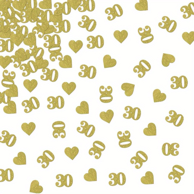 Image of 80pcs 30th Birthday/anniversary Golden Glitter Number 30 Desktop Decorations And Scatters - Unisex 30th Birthday Party Decoration Set, Wedding 30th Anniversary Craft Materials