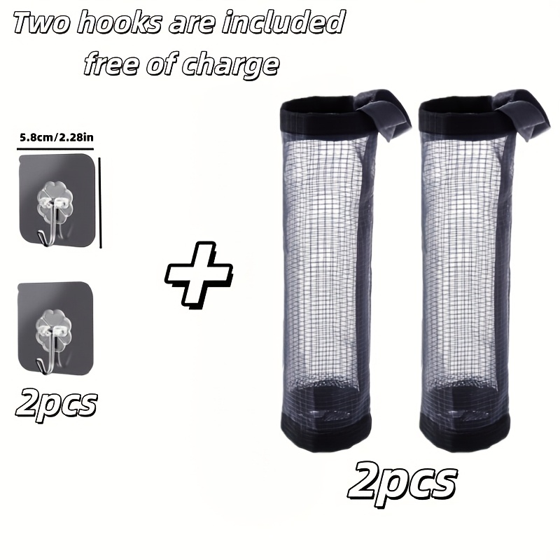 Image of [storage Artifact] Four-piece Set Of Space- Mesh Plastic Bag Rack - Large Capacity, Breathable, Washable, Foldable - The Best Essential For Kitchen And Home Organization | And Of Free Hooks