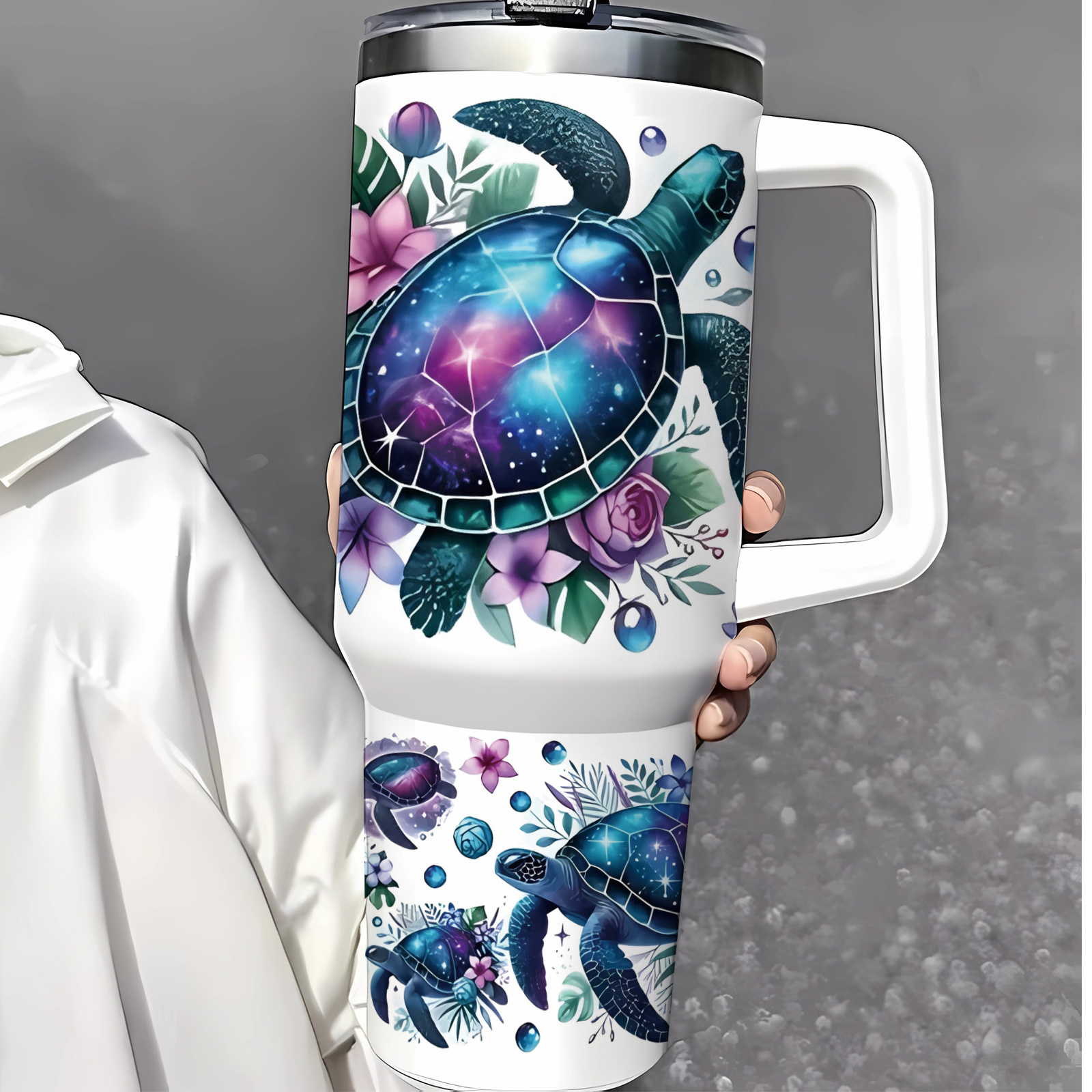 TEMU Set Of 2 Creative Sea Turtle Pattern Detachable Cup Stickers Suitable For 40 Oz Glasses, Cups, Bottles, Household Items, Etc. Provides Effective
