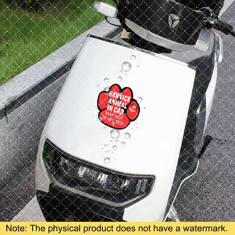 TEMU Service Animal Stickers - Waterproof Reusable Vinyl Decal, Self-adhesive For Cars, Laptops, Suitcases, Bumpers, Windows, Refrigerators, Motorcycles, Paw Print, Durable Decorative Sticker