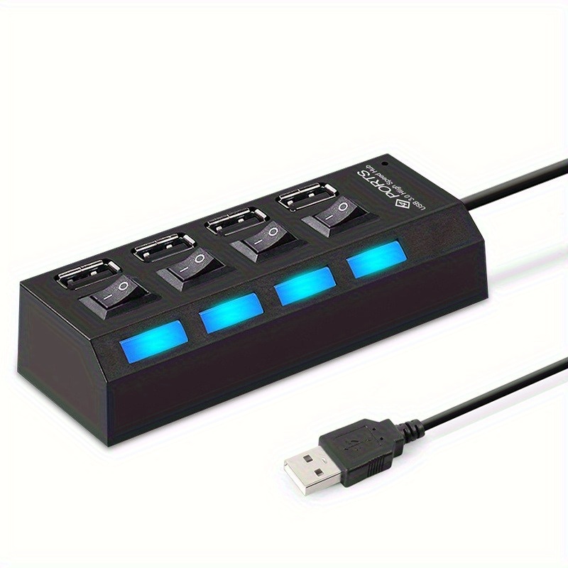 1pc Hub USB 2.0 Haute Vitesse avec Interrupteurs Individuels, 4 ou 7 Ports - Extendeur Alimenté par USB pour Disques, HDD, Clavier, Souris | Utilisation en Camping-Car, Non pour Chargement | Hub Multi-Appareils – Image 5