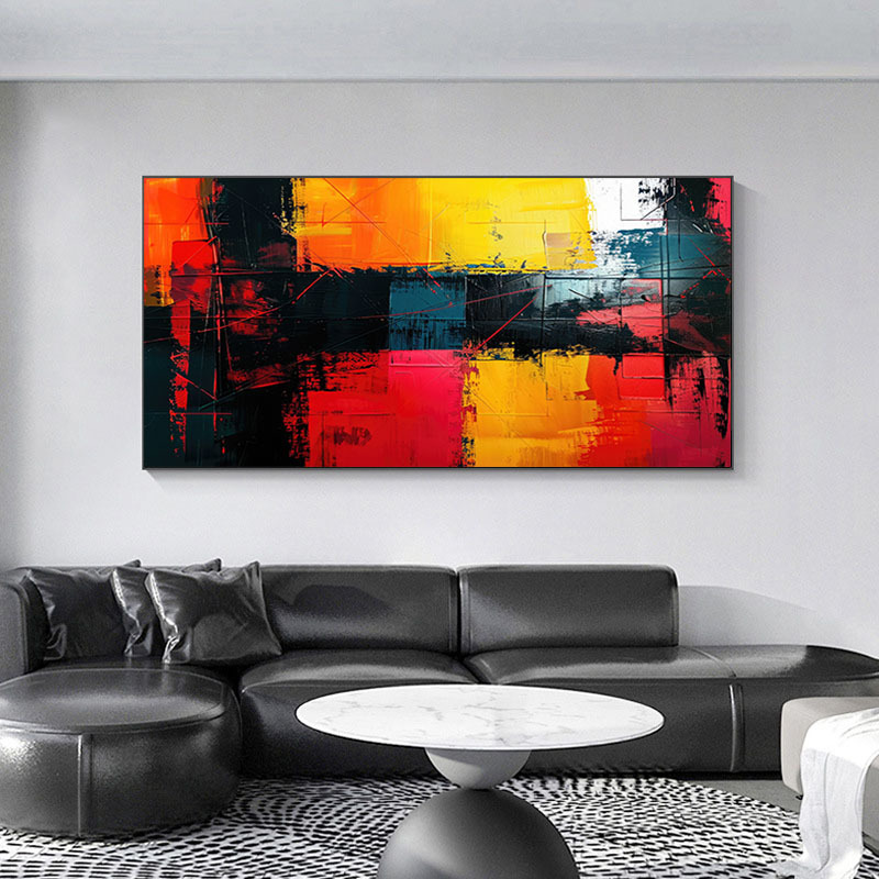 item picture 2d flat 2d flat 1pc unframed large canvas artwork measuring 27 5 by 55 1 inches or 70 by 140 centimeters featuring modern art with colorful geometric dynamic lines suitable for living rooms and office  