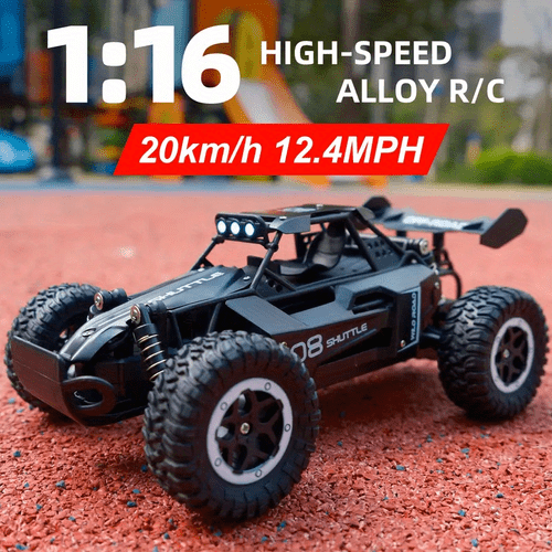 alloy car all terrain electric toy car 1 16 scale model 4ghz r c off road car 20 km h with headlights and shock absorption birthday gifts for boys over 3 years old