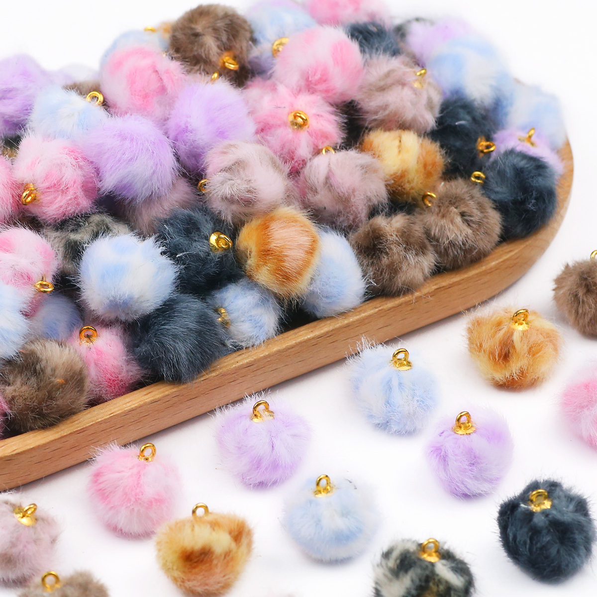 TEMU Ciondoli in peluche a forma di leopardo a pelo , , 15 mm, 10 pezzi, pendenti in fibra di poliestere resistente, adatti per penne con perline fai