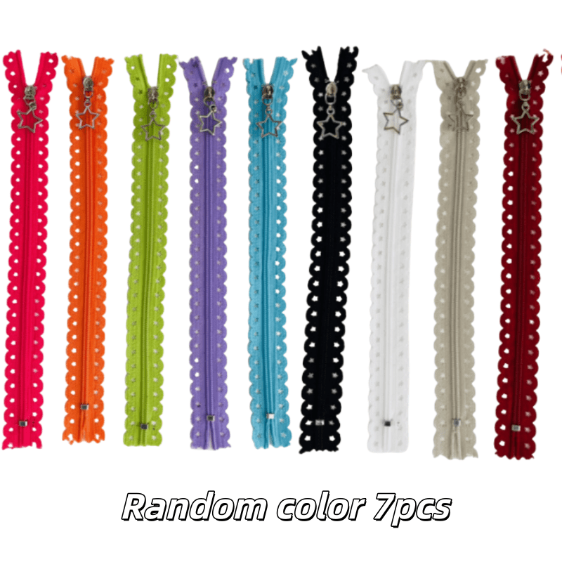 Image of Colorful Star-shaped Lace Zippers Slider Zippers Diy Craft Sewing Accessories Fashion Accessory Zipper System Durable Zipper Closure(random Color)